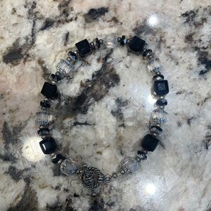 Black glass bead bracelet
